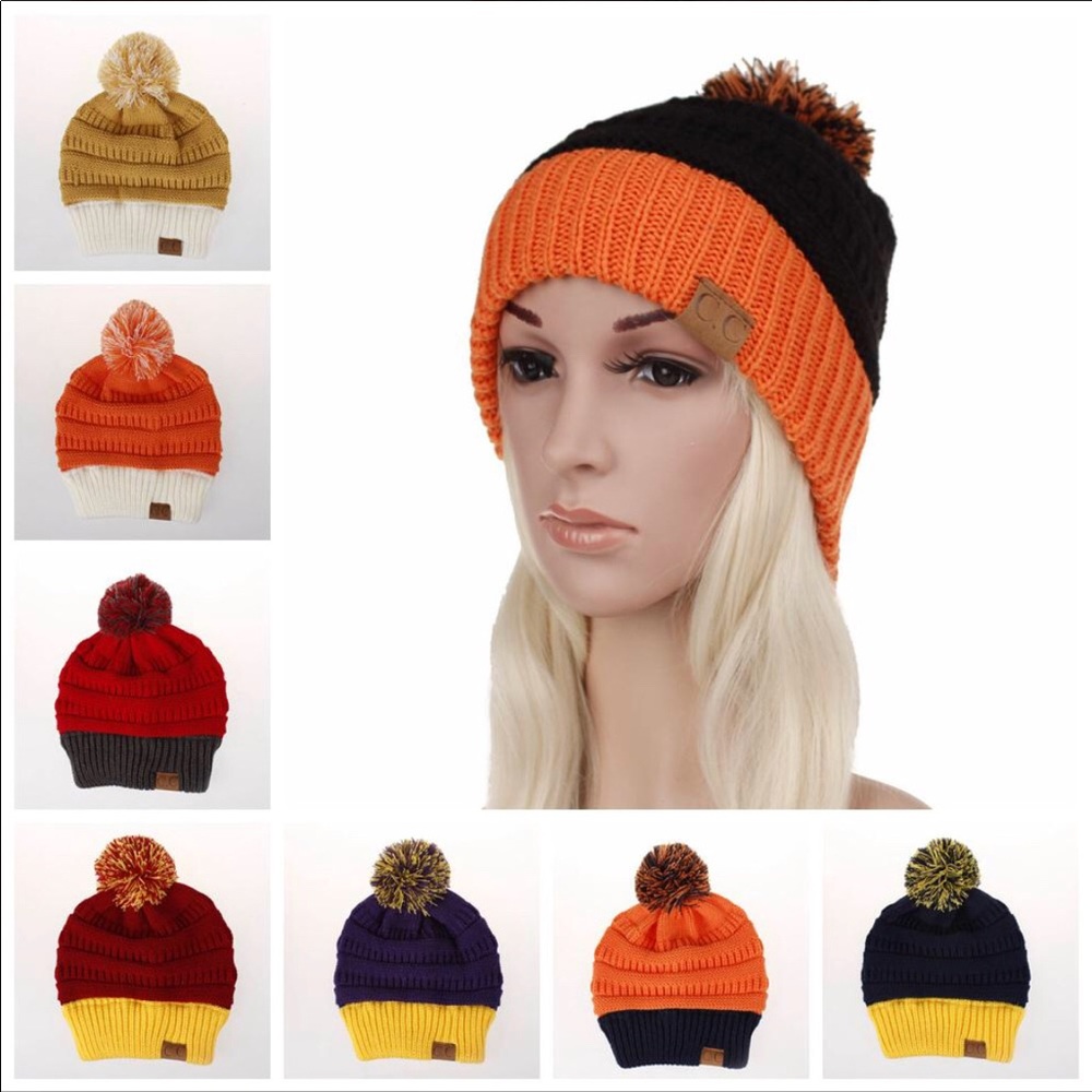 New C.C two tone NFL School team Pom Pom beanie cc